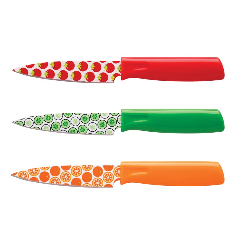 Hampton Forge Tomodachi Kitchen Essentials with Blade Guards â€“ 3-Piece Printed Paring Knife Set - Image 2